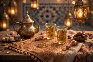 مدة فترة الخطوبة في الشرع — طاولة شاي مغربية وخاتما خطوبة