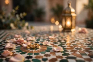 خاتما زواج على زليج مغربي — علامات الزواج الناجح